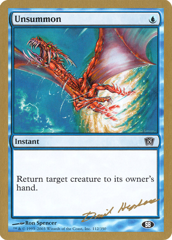 Unsummon (Dave Humpherys) (SB) [World Championship Decks 2003] | Tabernacle Games