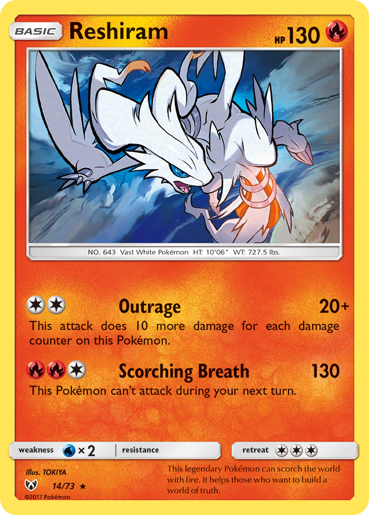 Reshiram (14/73) [Sun & Moon: Shining Legends] | Tabernacle Games