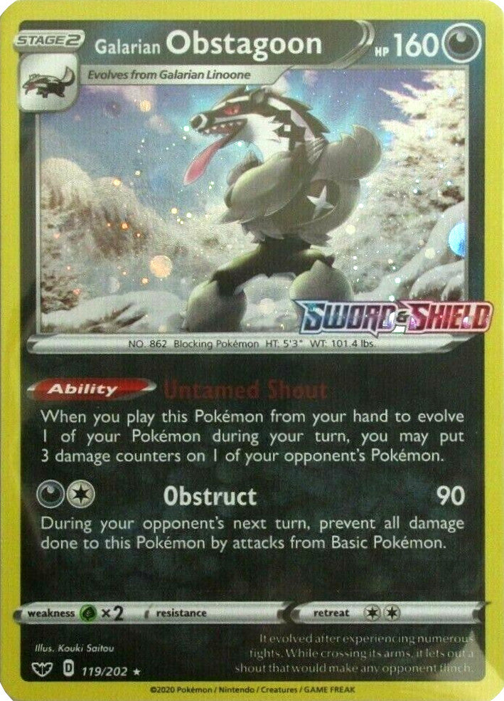 Galarian Obstagoon (119/202) (Cosmos Holo) [Sword & Shield: Base Set] | Tabernacle Games
