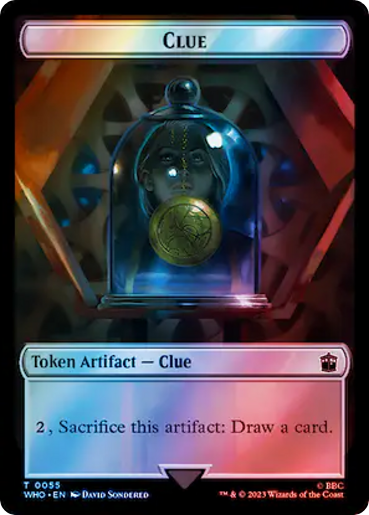 Alien Rhino // Clue (0055) Double-Sided Token (Surge Foil) [Doctor Who Tokens] | Tabernacle Games