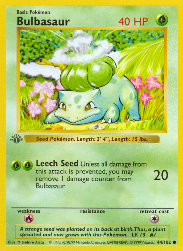 Bulbasaur (44/102) (Shadowless) [Base Set 1st Edition] | Tabernacle Games