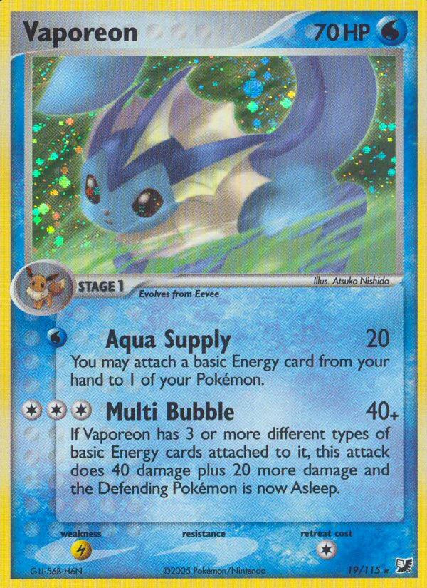 Vaporeon (19/115) [EX: Unseen Forces] | Tabernacle Games