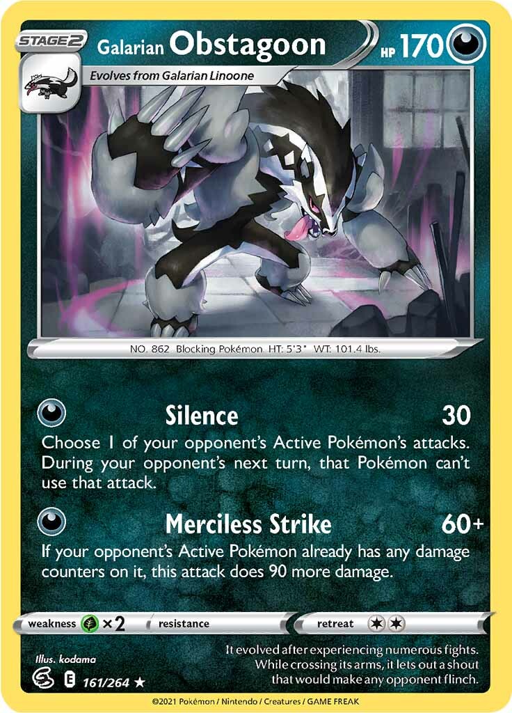 Galarian Obstagoon (161/264) [Sword & Shield: Fusion Strike] | Tabernacle Games