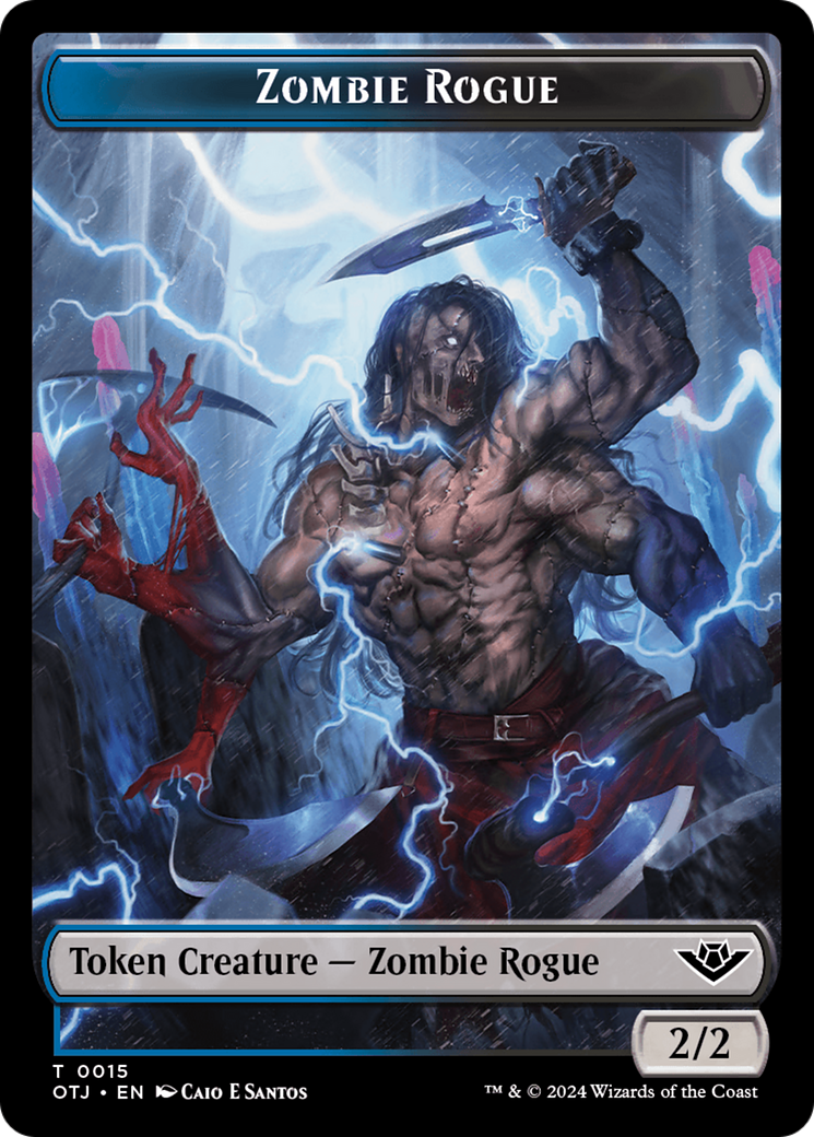 Treasure // Zombie Rogue Double-Sided Token [Outlaws of Thunder Junction Tokens] | Tabernacle Games