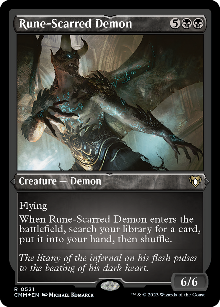 Rune-Scarred Demon (Foil Etched) [Commander Masters] | Tabernacle Games