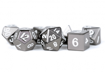 Metal Polyhedral Dice Set: Sterling Gray | Tabernacle Games