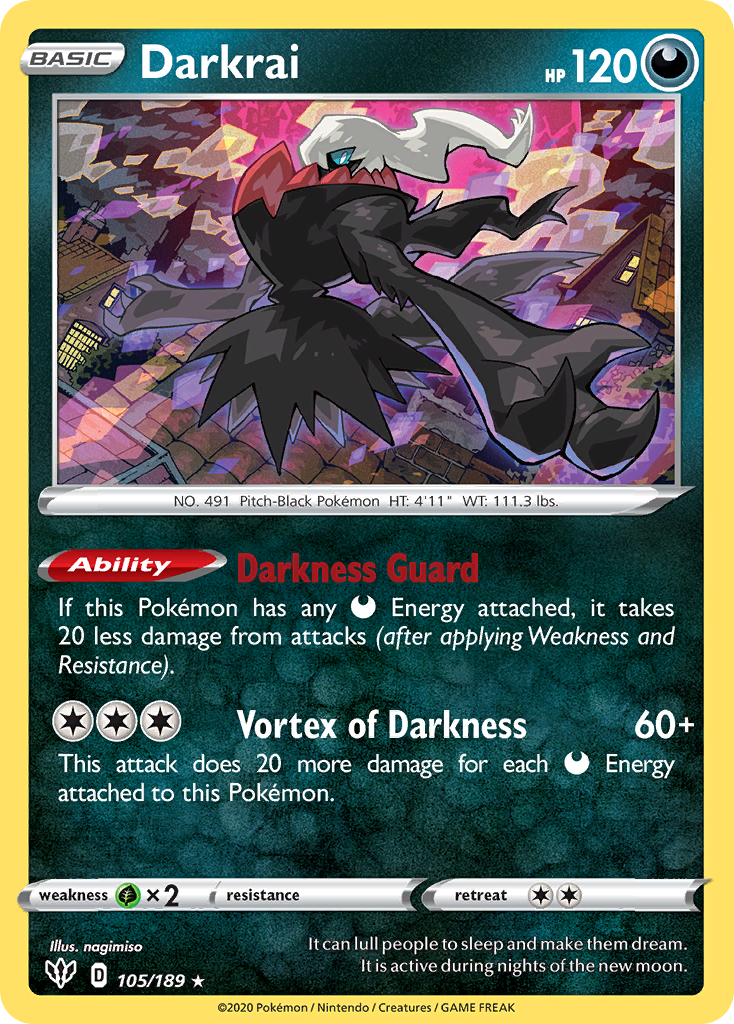 Darkrai (105/189) (Cosmos Holo) [Sword & Shield: Darkness Ablaze] | Tabernacle Games