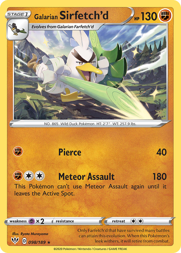 Galarian Sirfetch'd (098/189) (Cracked Ice holo) (Theme Deck Exclusive) [Sword & Shield: Darkness Ablaze] | Tabernacle Games