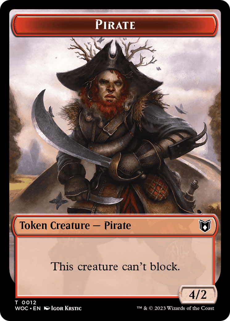 Pirate // Human Soldier Double-Sided Token [Wilds of Eldraine Commander Tokens] | Tabernacle Games