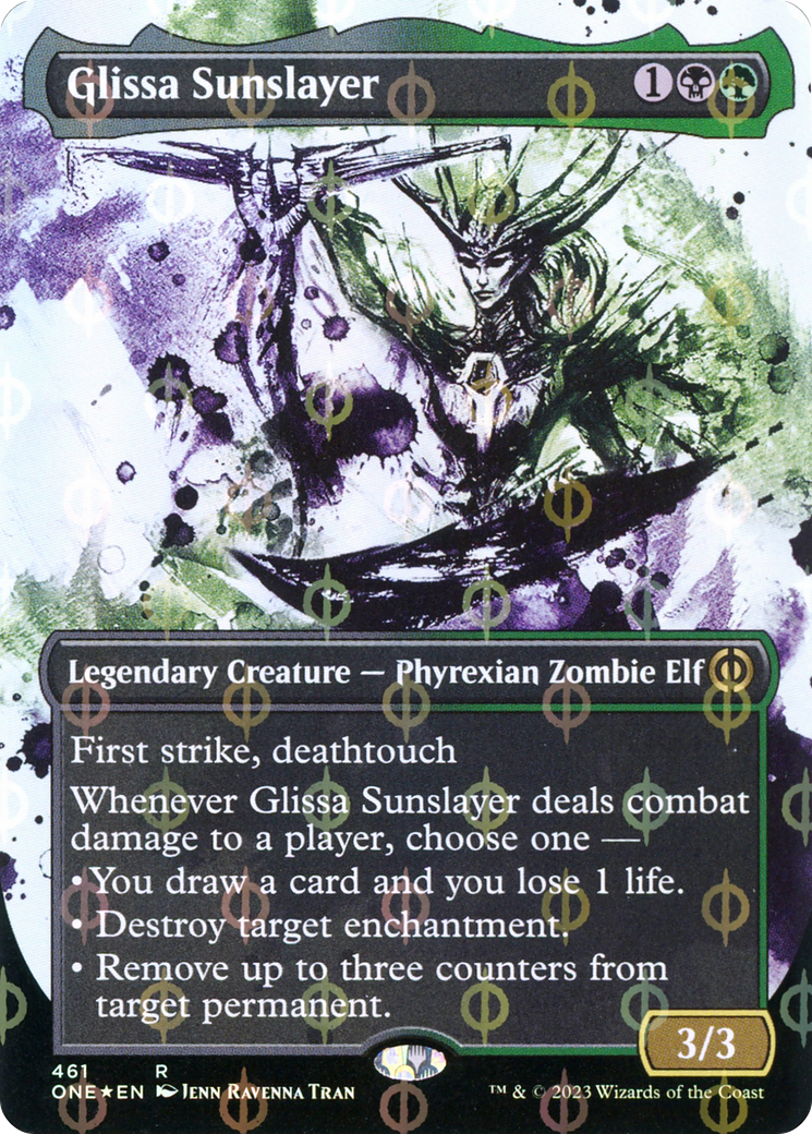 Glissa Sunslayer (Borderless Ichor Step-and-Compleat Foil) [Phyrexia: All Will Be One] | Tabernacle Games