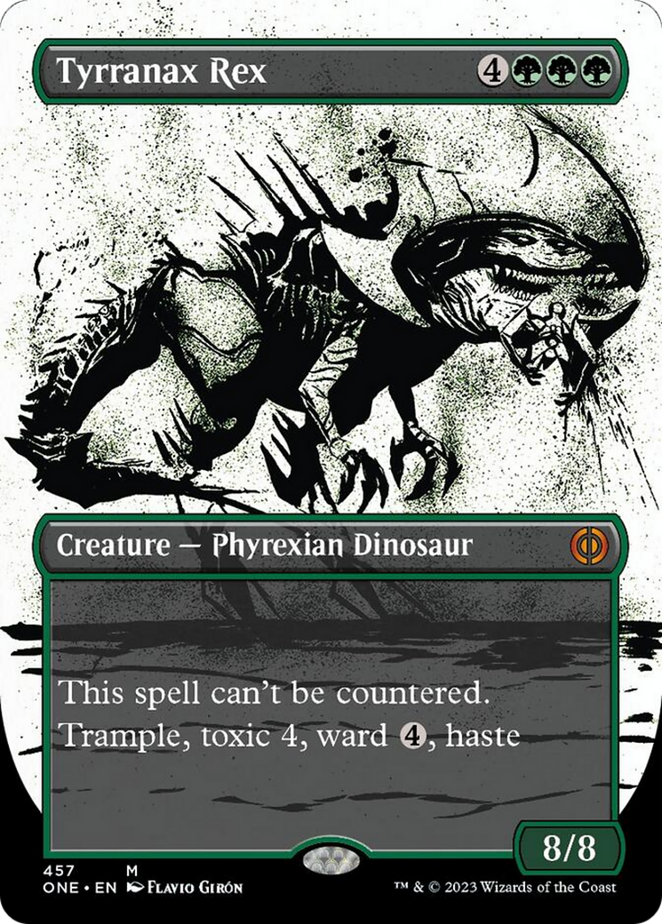 Tyrranax Rex (Borderless Ichor Step-and-Compleat Foil) [Phyrexia: All Will Be One] | Tabernacle Games