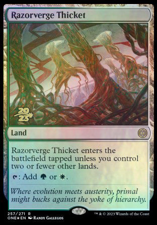 Razorverge Thicket [Phyrexia: All Will Be One Prerelease Promos] | Tabernacle Games