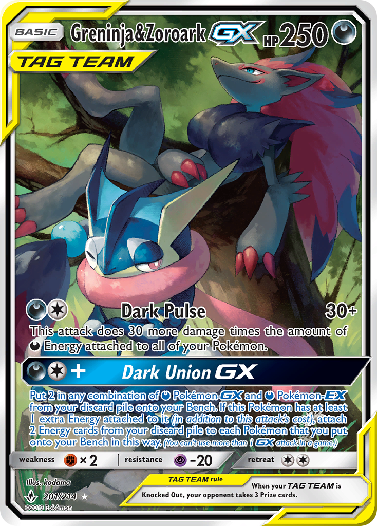 Greninja & Zoroark GX (201/214) [Sun & Moon: Unbroken Bonds] | Tabernacle Games