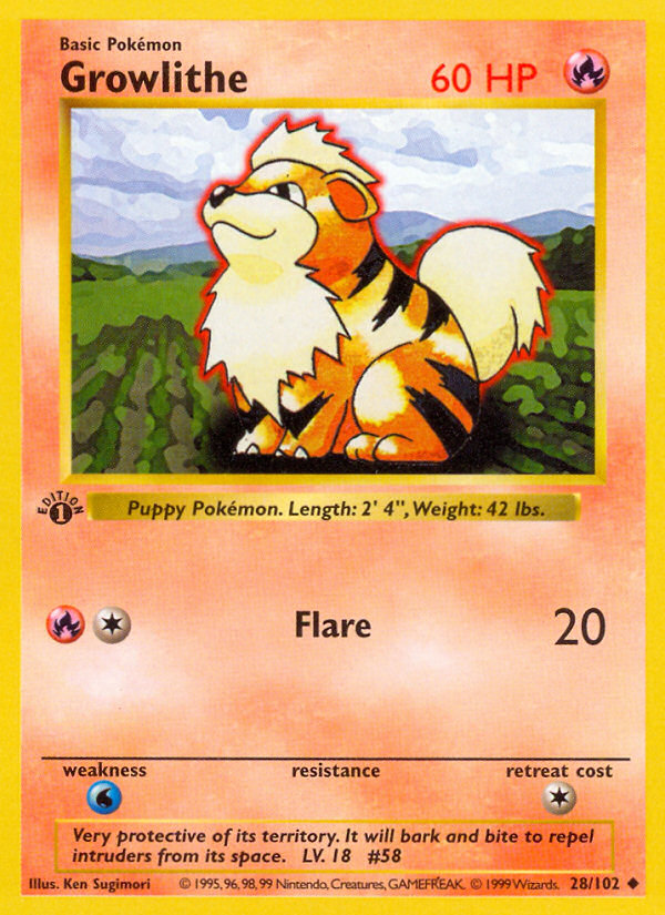 Growlithe (28/102) (Shadowless) [Base Set 1st Edition] | Tabernacle Games