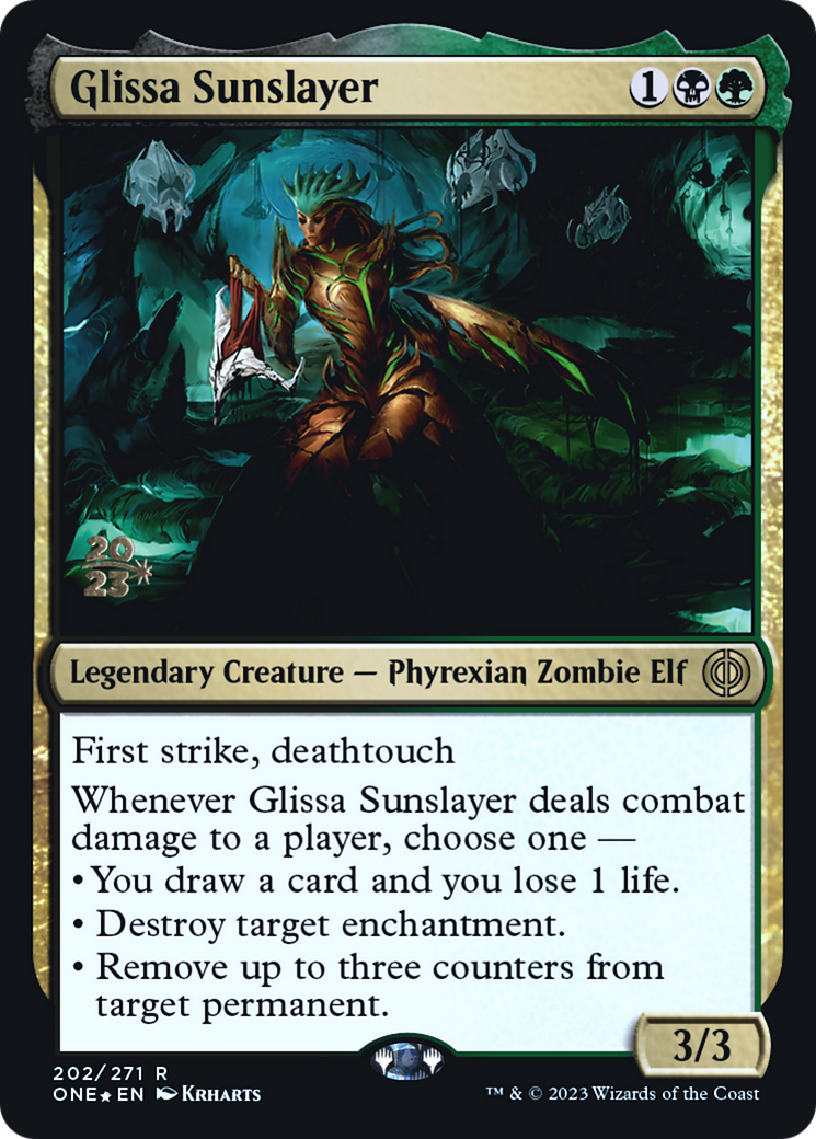 Glissa Sunslayer [Phyrexia: All Will Be One Prerelease Promos] | Tabernacle Games