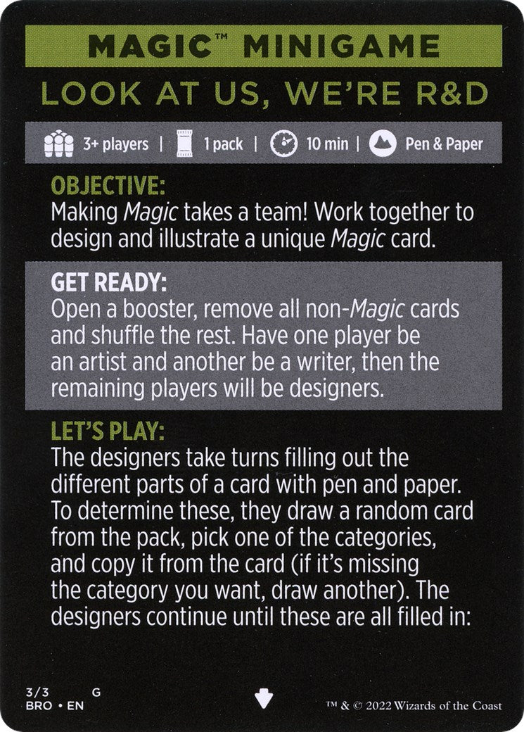 Look at Us, We're R&D (Magic Minigame) [The Brothers' War Minigame] | Tabernacle Games