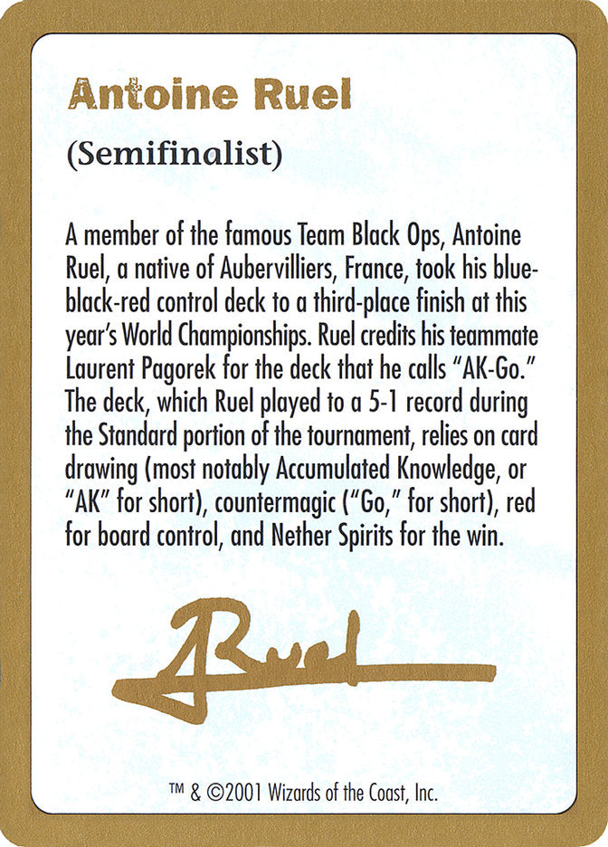Antoine Ruel Bio [World Championship Decks 2001] | Tabernacle Games