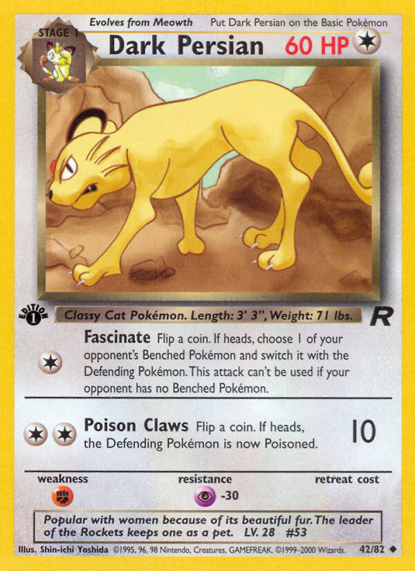 Dark Persian (42/82) [Team Rocket 1st Edition] | Tabernacle Games