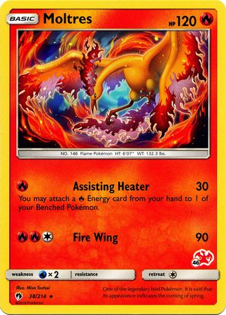 Moltres (38/214) (Charizard Stamp #46) [Battle Academy 2020] | Tabernacle Games