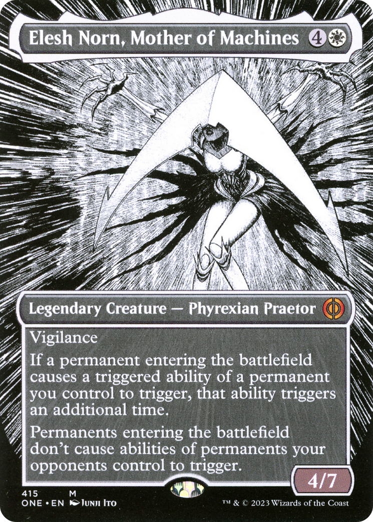 Elesh Norn, Mother of Machines (Borderless Manga) [Phyrexia: All Will Be One] | Tabernacle Games