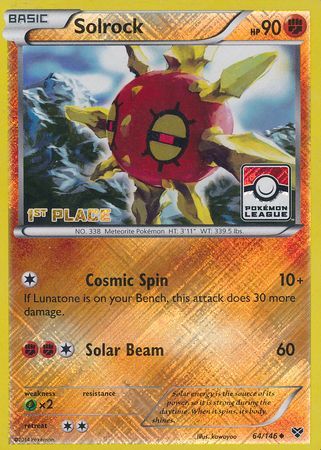 Solrock (64/146) (1st Place League Challenge Promo) [XY: Base Set] | Tabernacle Games