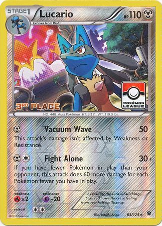 Lucario (63/124) (League Promo 3rd Place) [XY: Fates Collide] | Tabernacle Games