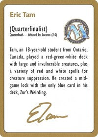 1996 Eric Tam Biography Card [World Championship Decks] | Tabernacle Games