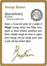 1996 George Baxter Biography Card [World Championship Decks] | Tabernacle Games