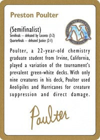 1996 Preston Poulter Biography Card [World Championship Decks] | Tabernacle Games