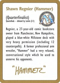 1996 Shawn "Hammer" Regnier Biography Card [World Championship Decks] | Tabernacle Games
