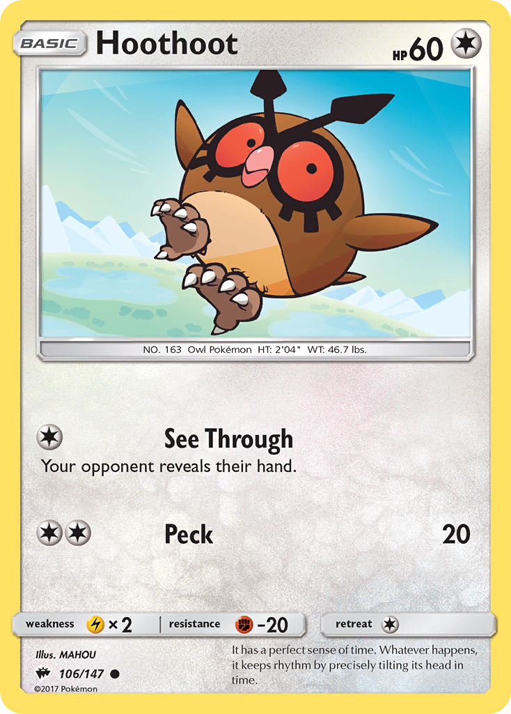 Hoothoot (106/147) [Sun & Moon: Burning Shadows] | Tabernacle Games