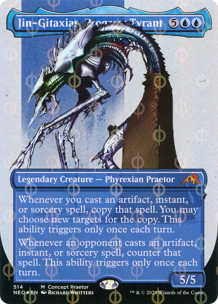 Jin-Gitaxias, Progress Tyrant (Borderless Concept Praetors Step-and-Compleat Foil) [Phyrexia: All Will Be One] | Tabernacle Games