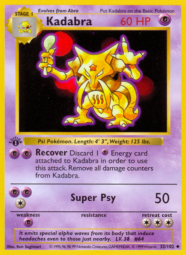 Kadabra (32/102) (Shadowless) [Base Set 1st Edition] | Tabernacle Games