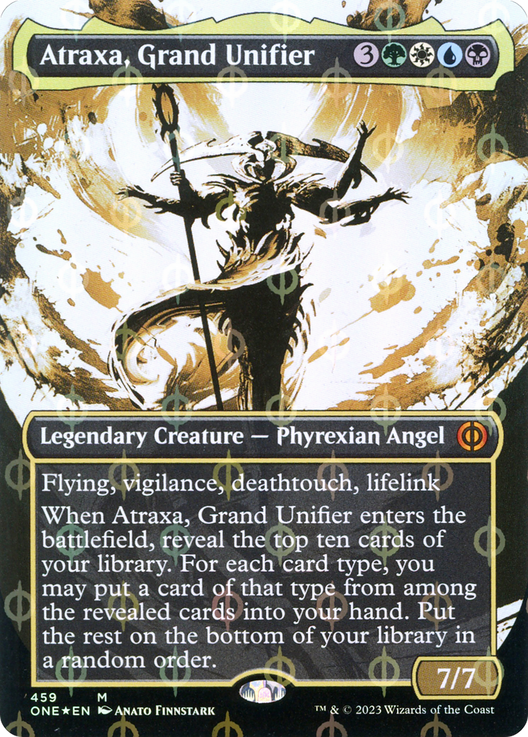 Atraxa, Grand Unifier (Borderless Ichor Step-and-Compleat Foil) [Phyrexia: All Will Be One] | Tabernacle Games