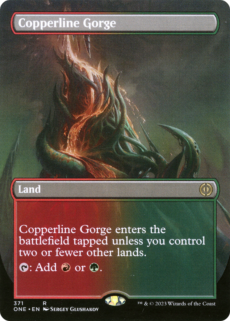 Copperline Gorge (Borderless Alternate Art) [Phyrexia: All Will Be One] | Tabernacle Games