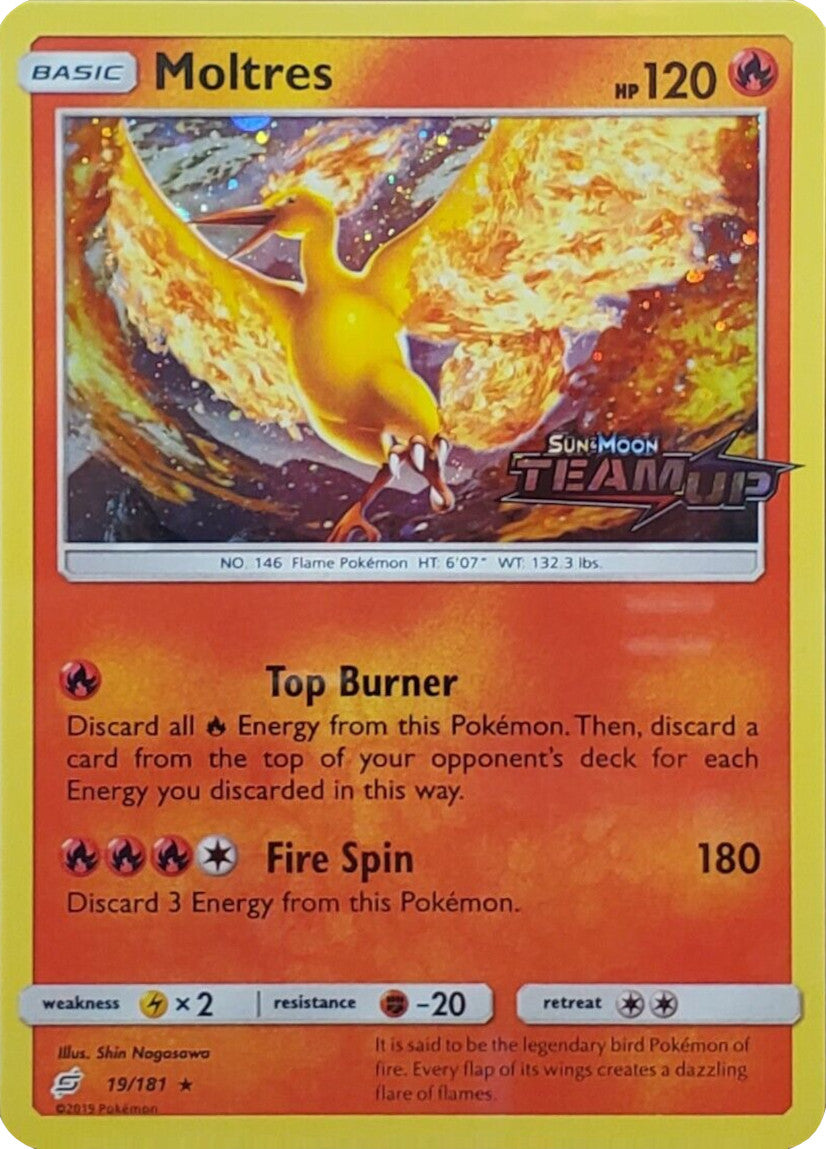 Moltres (19/181) (Stamped) [Sun & Moon: Team Up] | Tabernacle Games