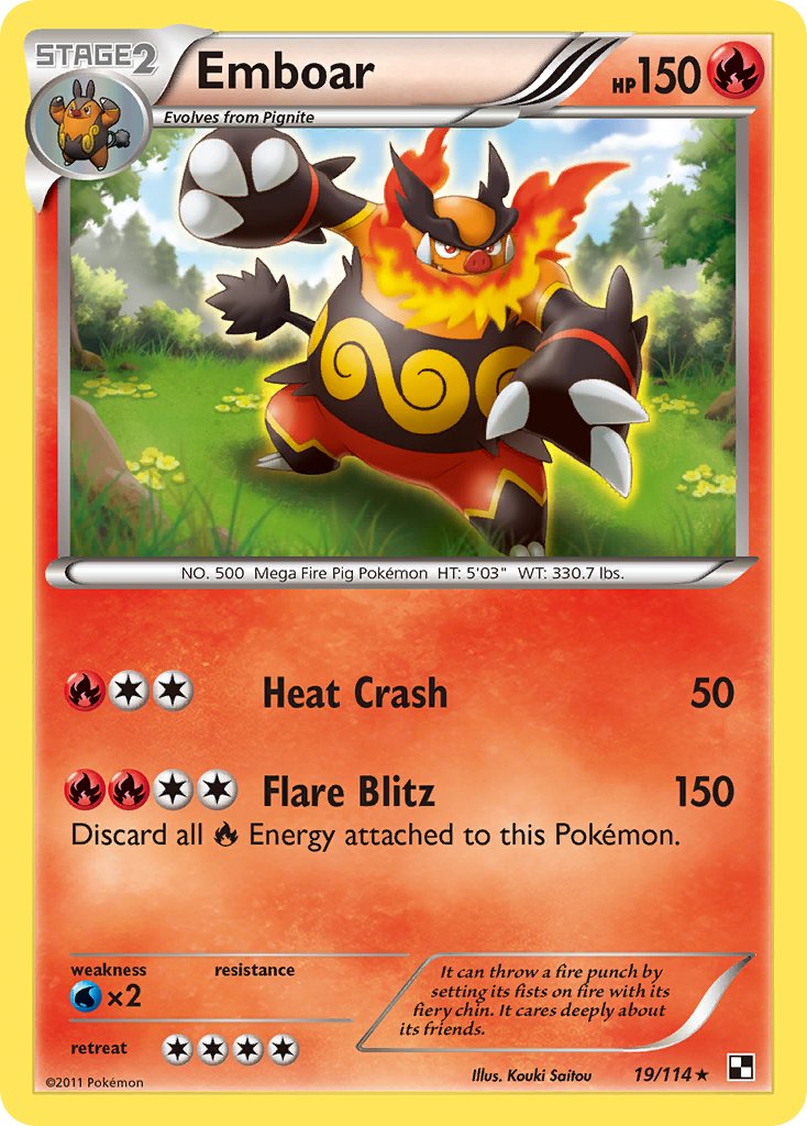 Emboar (19/114) (Cracked Ice Holo) (Theme Deck Exclusive) [Black & White: Base Set] | Tabernacle Games