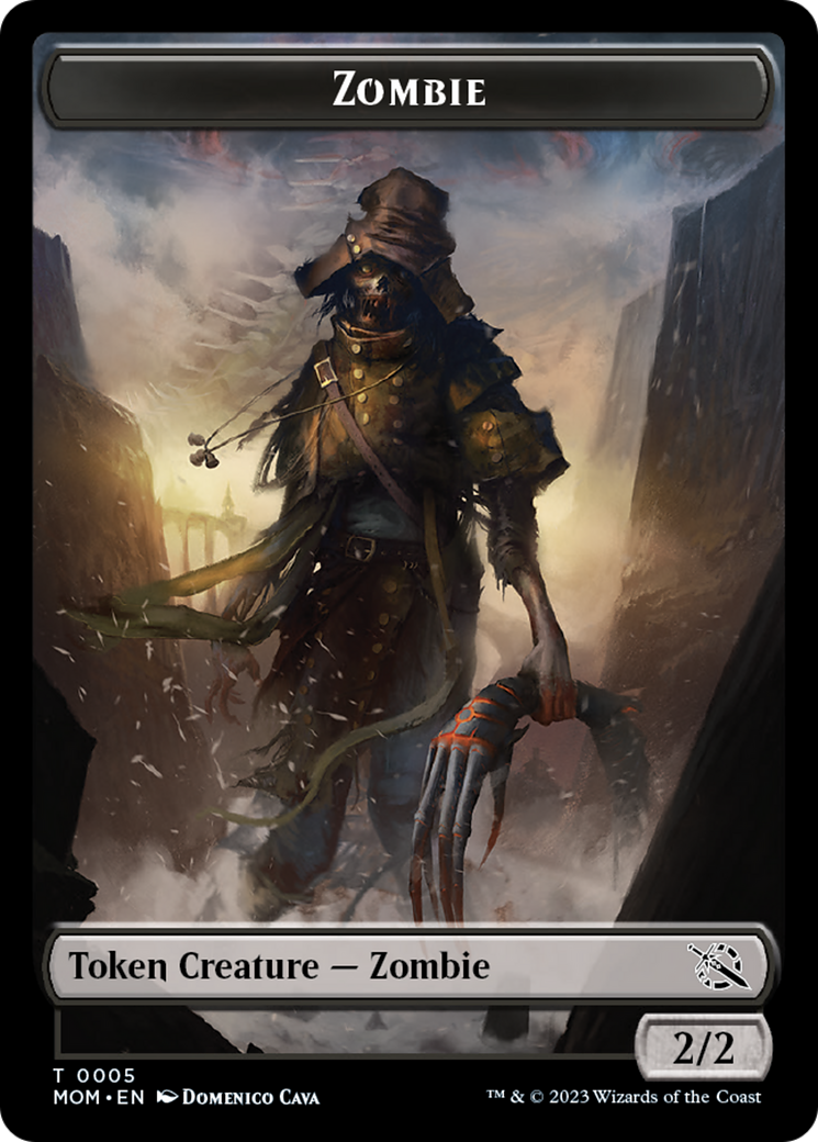 Warrior // Zombie Double-Sided Token [March of the Machine Tokens] | Tabernacle Games