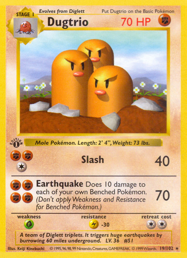 Dugtrio (19/102) (Shadowless) [Base Set 1st Edition] | Tabernacle Games
