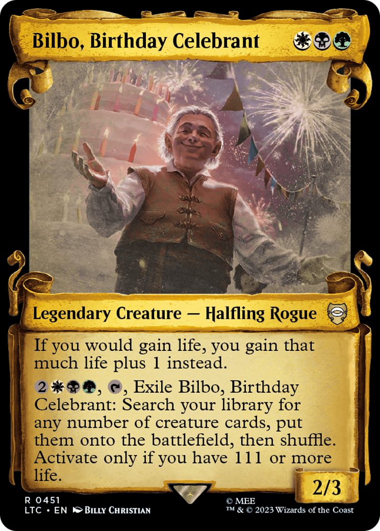 Bilbo, Birthday Celebrant [The Lord of the Rings: Tales of Middle-Earth Commander Showcase Scrolls] | Tabernacle Games