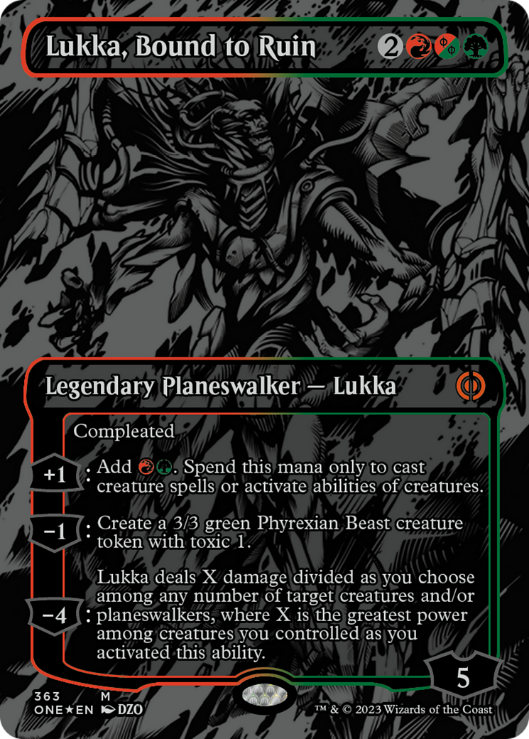 Lukka, Bound to Ruin (Oil Slick Raised Foil) [Phyrexia: All Will Be One] | Tabernacle Games