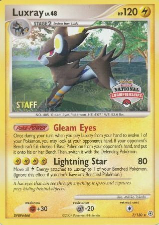 Luxray (7/130) (National Championships) (Staff) [Diamond & Pearl: Base Set] | Tabernacle Games