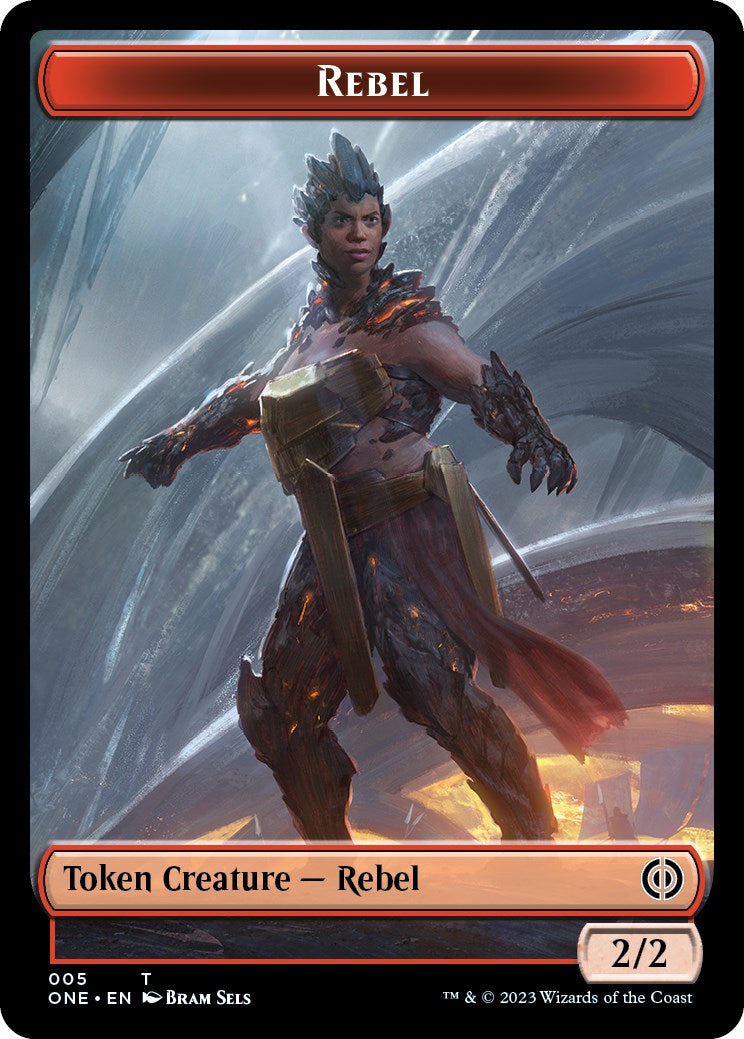 Rebel // Goblin Double-Sided Token [Phyrexia: All Will Be One Commander Tokens] | Tabernacle Games