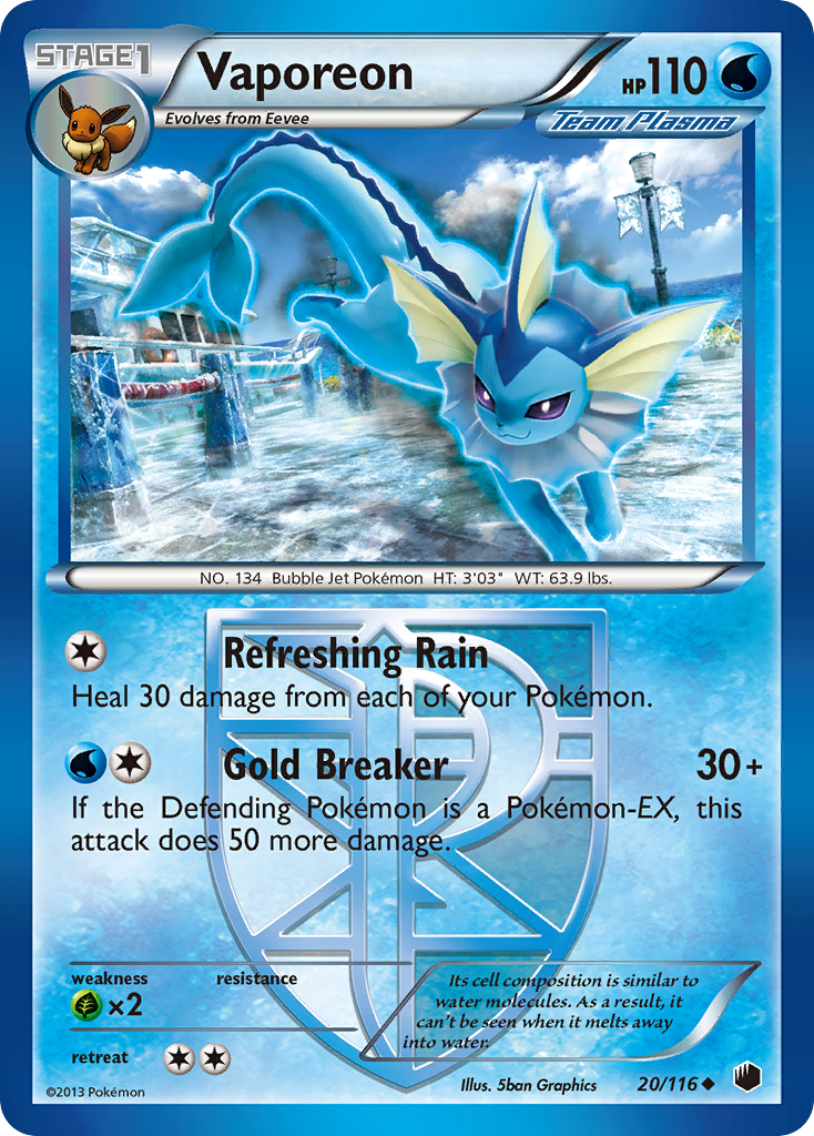 Vaporeon (20/116) [Black & White: Plasma Freeze] | Tabernacle Games