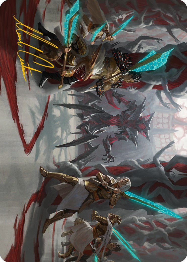 Goldwardens' Gambit Art Card (Gold-Stamped Signature) [Phyrexia: All Will Be One Art Series] | Tabernacle Games