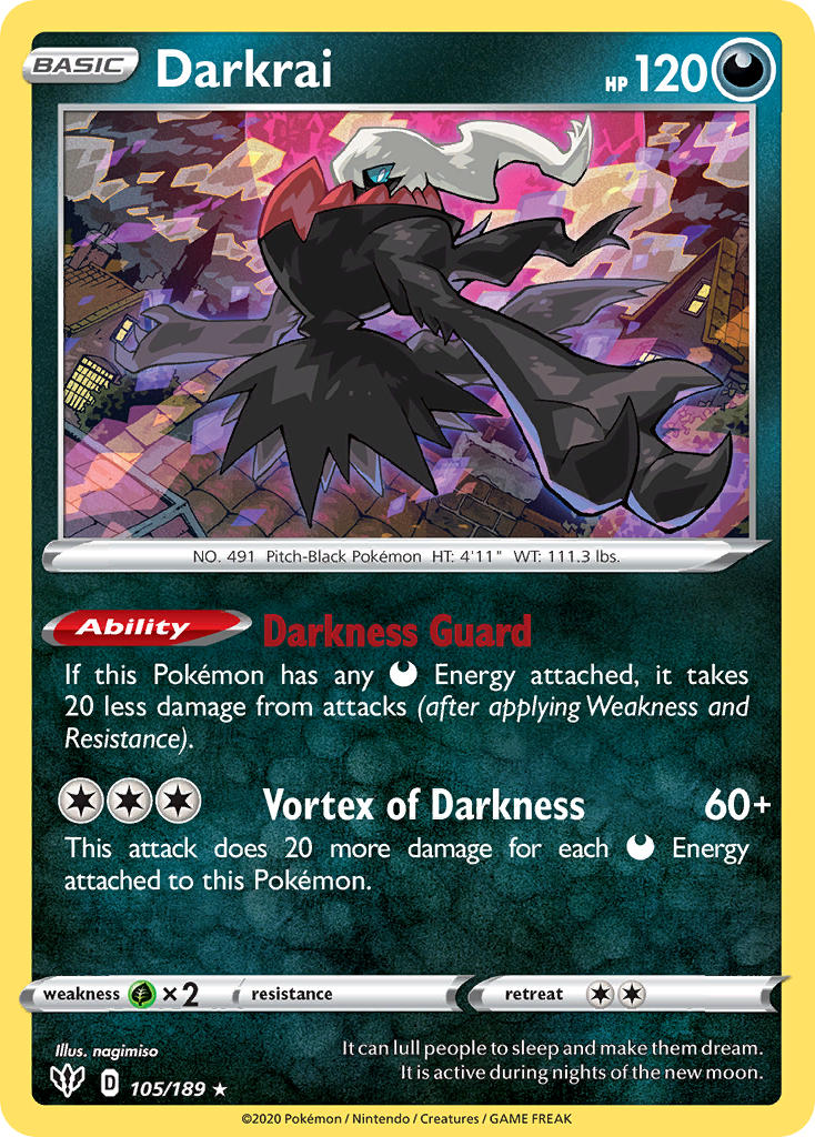 Darkrai (105/189) (Theme Deck Exclusive) [Sword & Shield: Darkness Ablaze] | Tabernacle Games