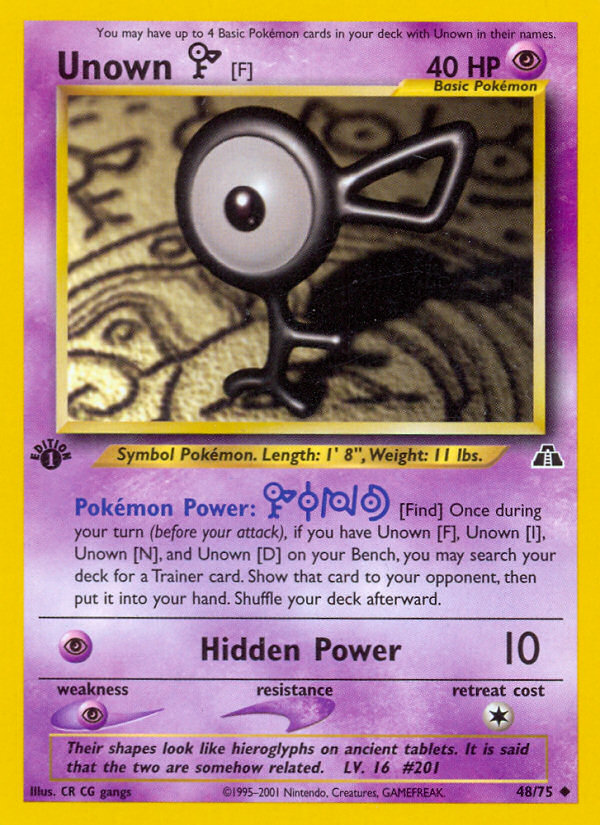 Unown [F] (48/75) [Neo Discovery 1st Edition] | Tabernacle Games