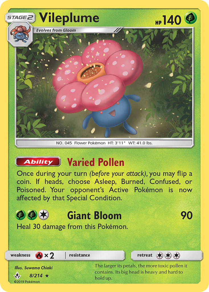 Vileplume (8/214) [Sun & Moon: Unbroken Bonds] | Tabernacle Games