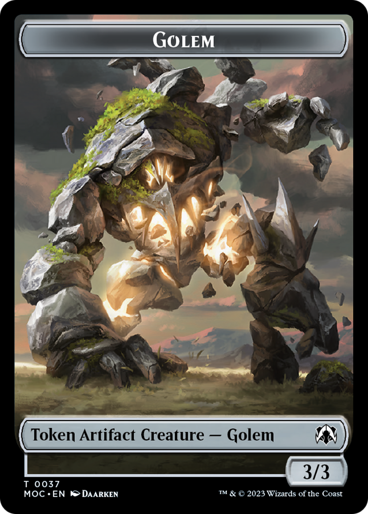 Golem // Blood Double-Sided Token [March of the Machine Commander Tokens] | Tabernacle Games