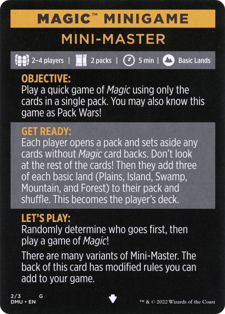Mini-Master (Magic Minigame) [Commander Legends: Battle for Baldur's Gate Minigame] | Tabernacle Games